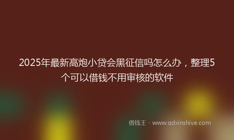 2025年最新高炮小贷会黑征信吗怎么办，整理5个可以借钱不用审核的软件