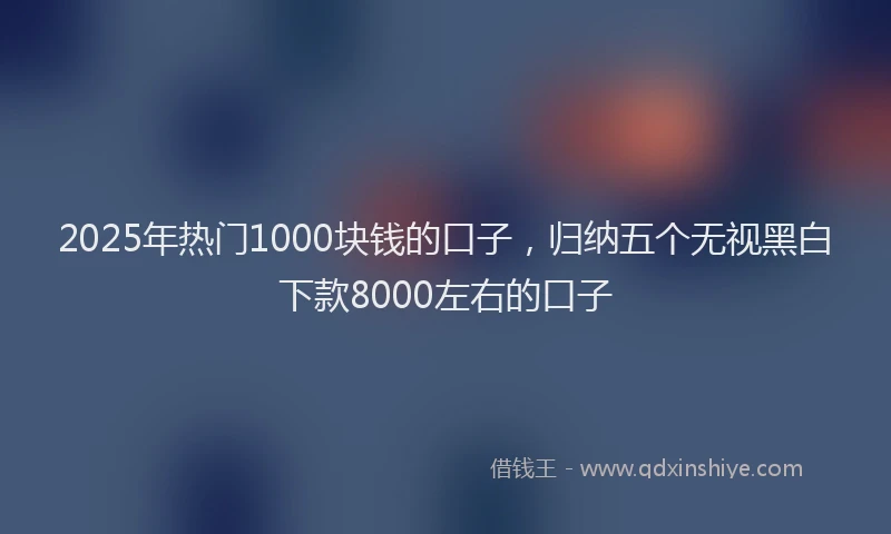 2025年热门1000块钱的口子，归纳五个无视黑白下款8000左右的口子