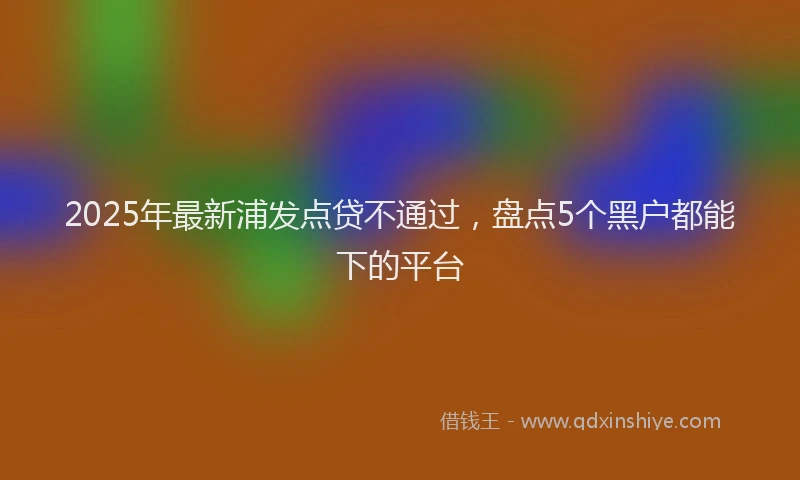 2025年最新浦发点贷不通过，盘点5个黑户都能下的平台