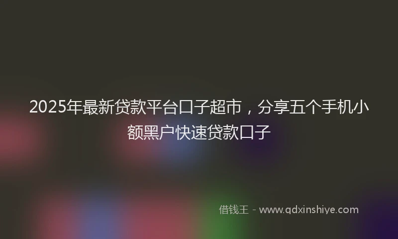 2025年最新贷款平台口子超市，分享五个手机小额黑户快速贷款口子
