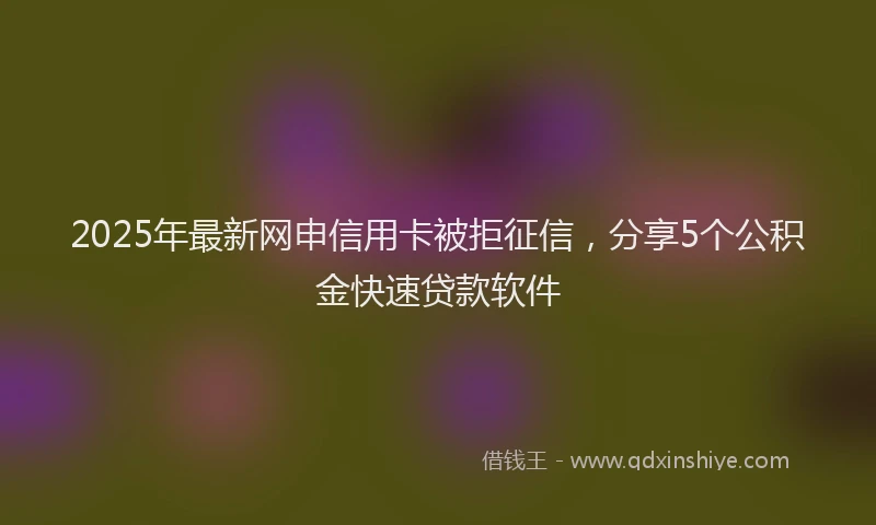 2025年最新网申信用卡被拒征信，分享5个公积金快速贷款软件