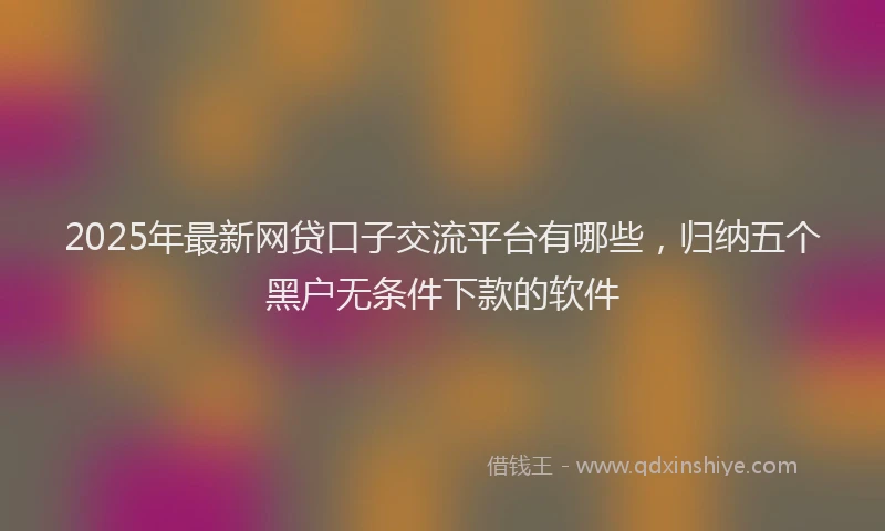 2025年最新网贷口子交流平台有哪些，归纳五个黑户无条件下款的软件