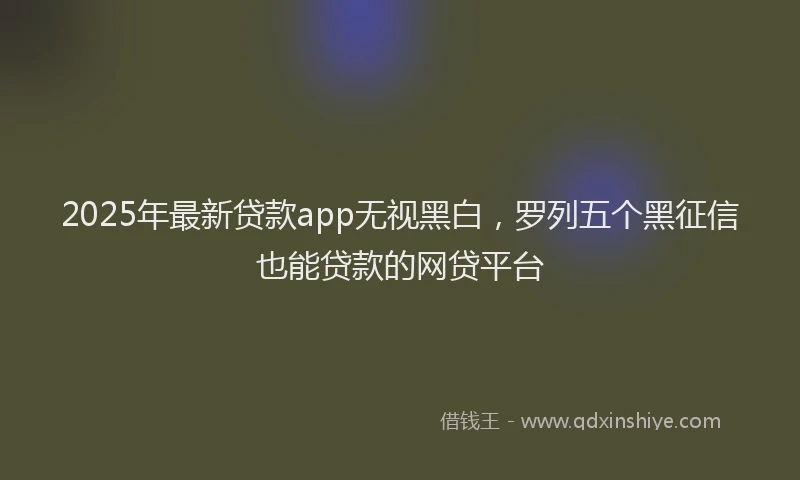 2025年最新贷款app无视黑白，罗列五个黑征信也能贷款的网贷平台