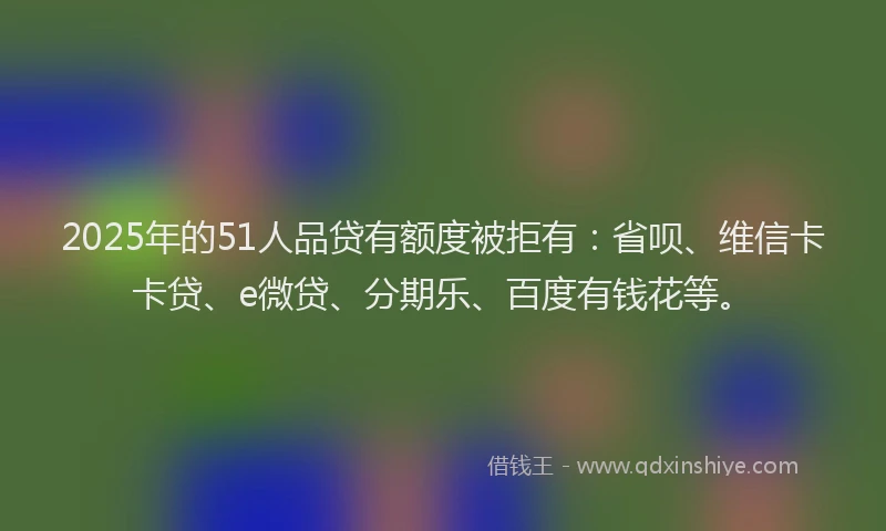 2025年的51人品贷有额度被拒有：省呗、维信卡卡贷、e微贷、分期乐、百度有钱花等。