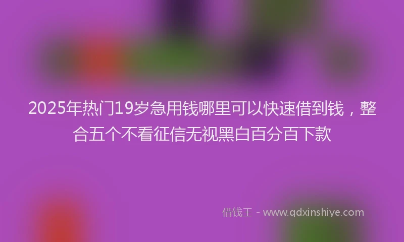 2025年热门19岁急用钱哪里可以快速借到钱，整合五个不看征信无视黑白百分百下款
