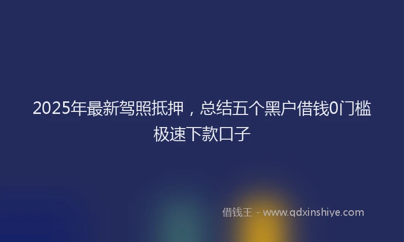 2025年最新驾照抵押，总结五个黑户借钱0门槛极速下款口子