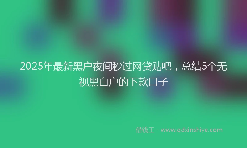 2025年最新黑户夜间秒过网贷贴吧，总结5个无视黑白户的下款口子