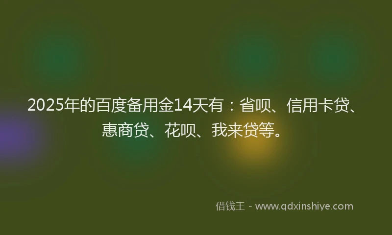 2025年的百度备用金14天有：省呗、信用卡贷、惠商贷、花呗、我来贷等。