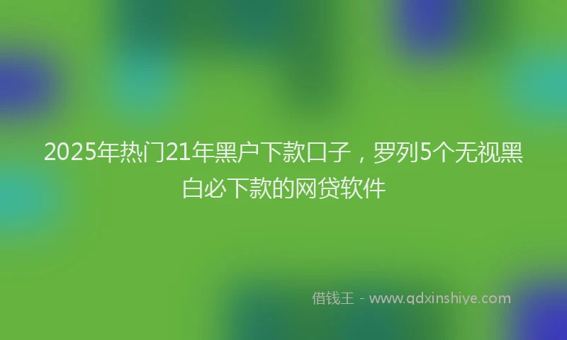 2025年热门21年黑户下款口子，罗列5个无视黑白必下款的网贷软件