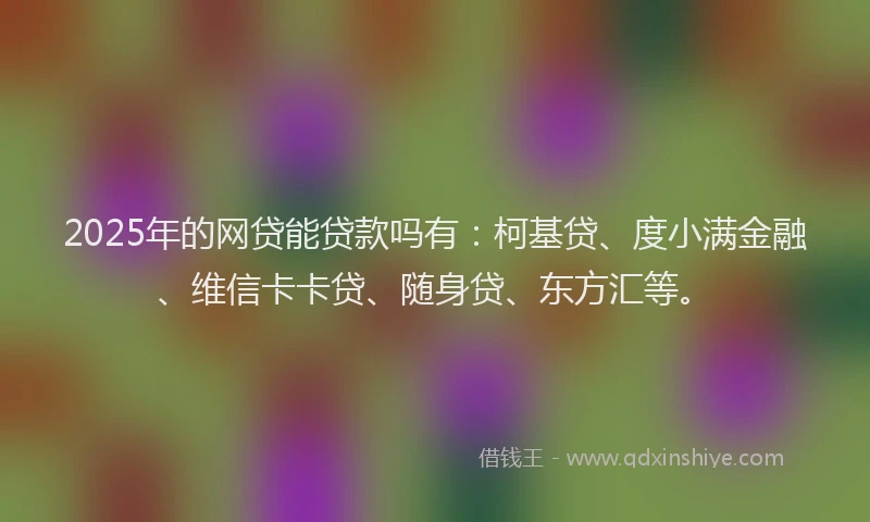 2025年的网贷能贷款吗有：柯基贷、度小满金融、维信卡卡贷、随身贷、东方汇等。