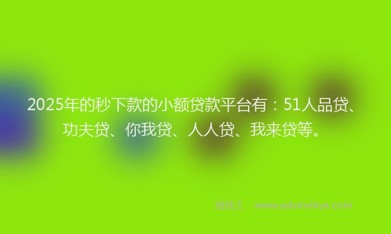 2025年的秒下款的小额贷款平台有：51人品贷、功夫贷、你我贷、人人贷、我来贷等。