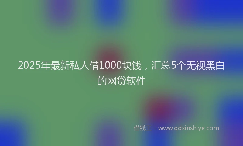 2025年最新私人借1000块钱，汇总5个无视黑白的网贷软件