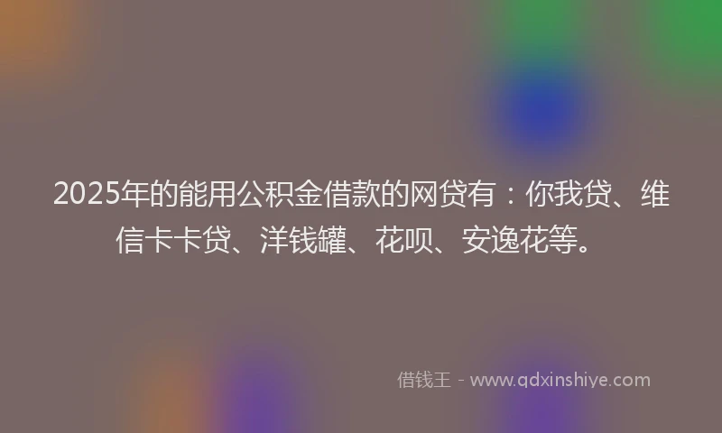 2025年的能用公积金借款的网贷有：你我贷、维信卡卡贷、洋钱罐、花呗、安逸花等。