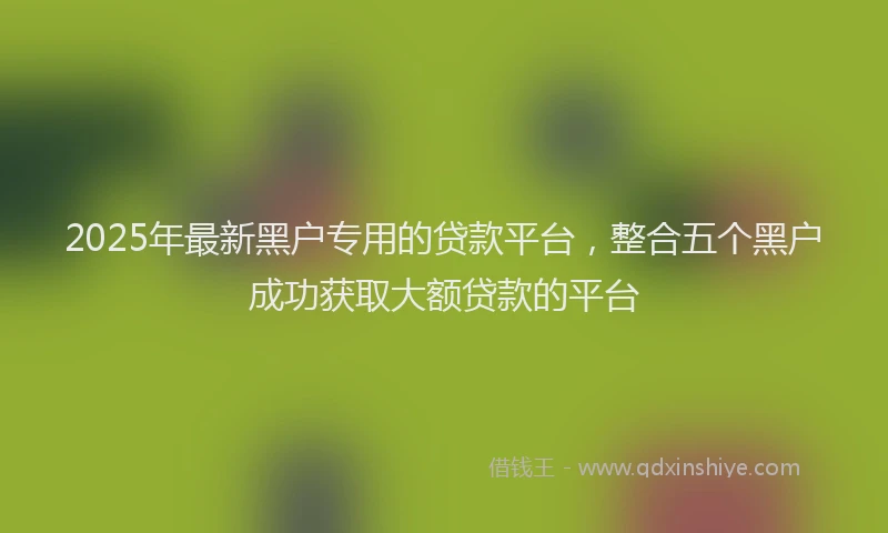 2025年最新黑户专用的贷款平台，整合五个黑户成功获取大额贷款的平台
