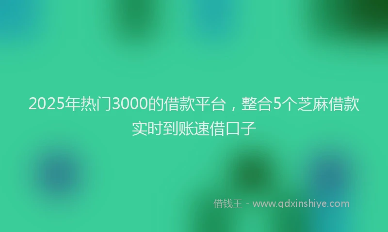 2025年热门3000的借款平台，整合5个芝麻借款实时到账速借口子