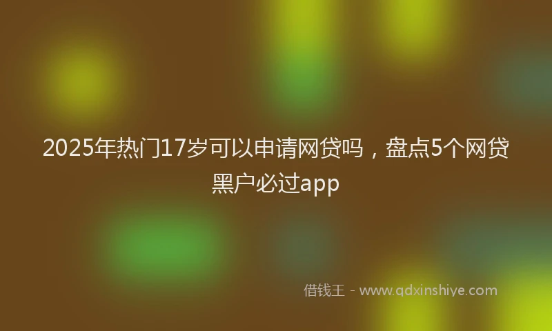 2025年热门17岁可以申请网贷吗，盘点5个网贷黑户必过app