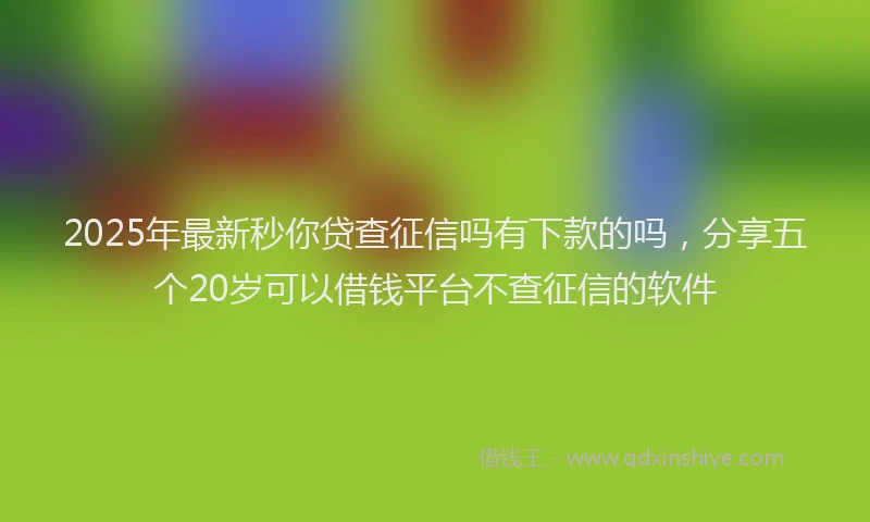 2025年最新秒你贷查征信吗有下款的吗，分享五个20岁可以借钱平台不查征信的软件