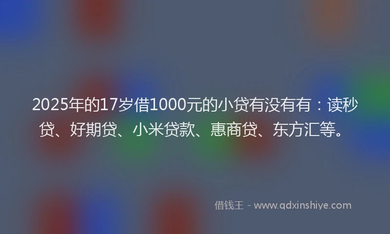 2025年的17岁借1000元的小贷有没有有：读秒贷、好期贷、小米贷款、惠商贷、东方汇等。