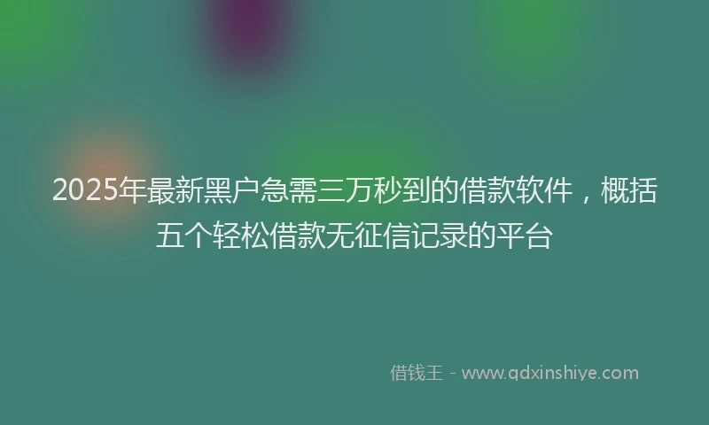 2025年最新黑户急需三万秒到的借款软件，概括五个轻松借款无征信记录的平台