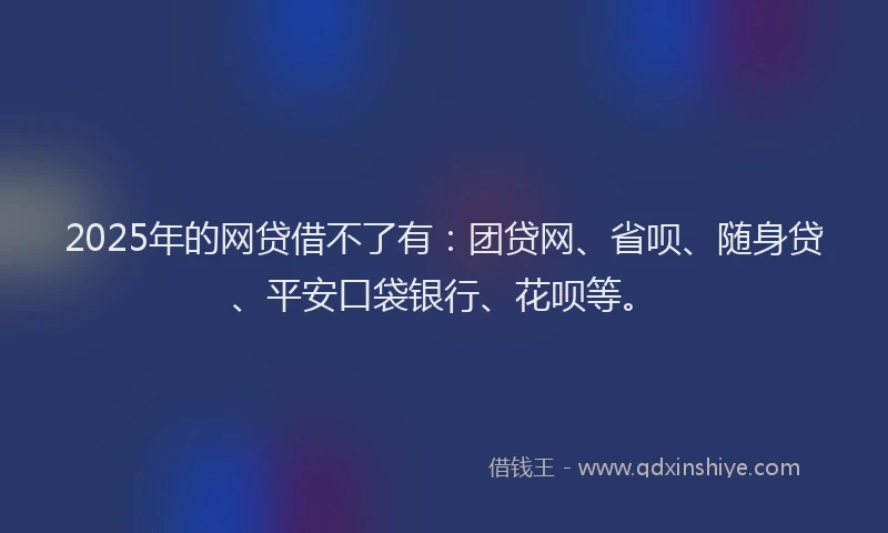 2025年的网贷借不了有：团贷网、省呗、随身贷、平安口袋银行、花呗等。