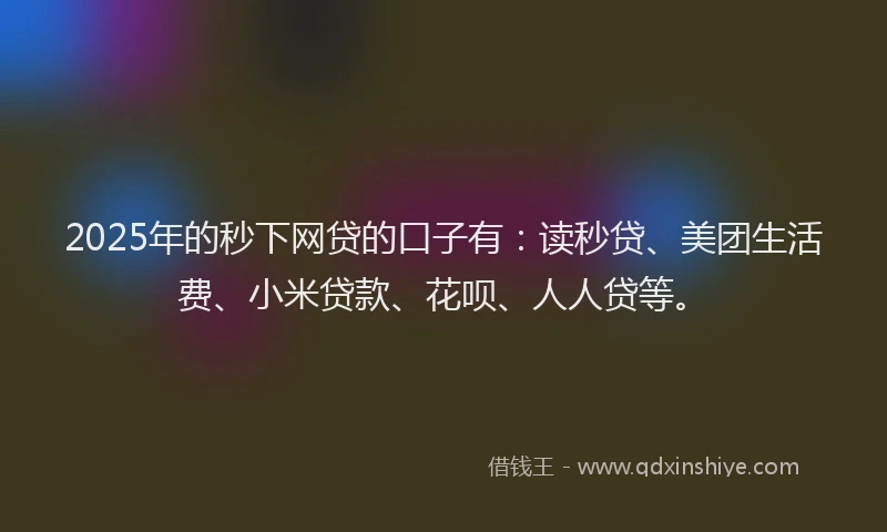 2025年的秒下网贷的口子有：读秒贷、美团生活费、小米贷款、花呗、人人贷等。