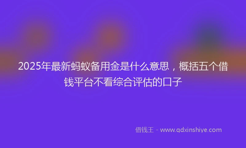 2025年最新蚂蚁备用金是什么意思，概括五个借钱平台不看综合评估的口子