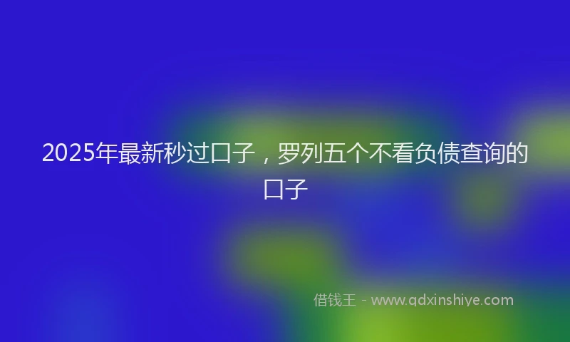 2025年最新秒过口子，罗列五个不看负债查询的口子