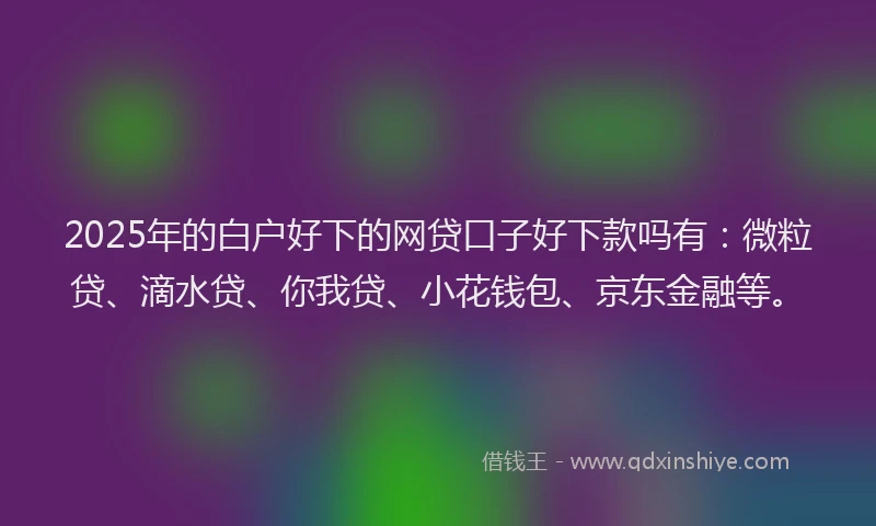 2025年的白户好下的网贷口子好下款吗有：微粒贷、滴水贷、你我贷、小花钱包、京东金融等。