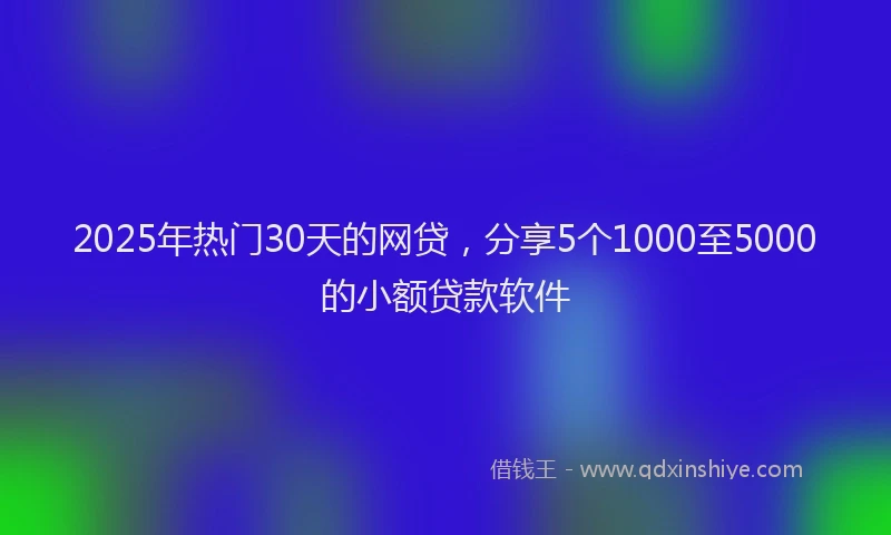 2025年热门30天的网贷，分享5个1000至5000的小额贷款软件