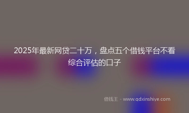 2025年最新网贷二十万，盘点五个借钱平台不看综合评估的口子