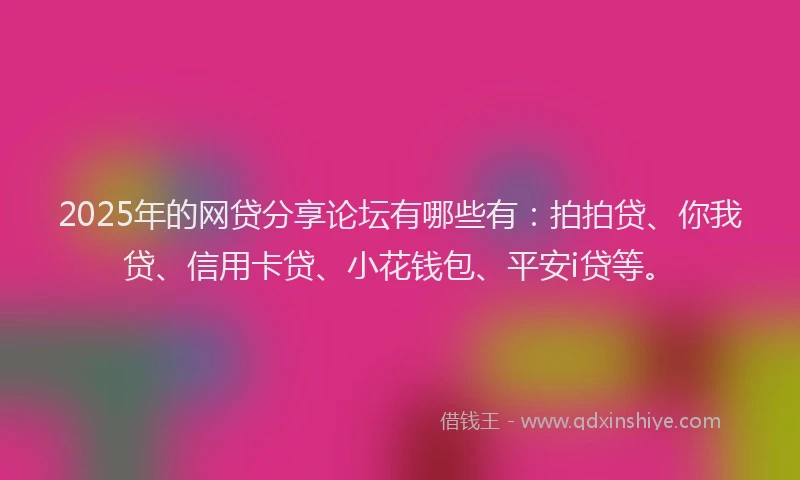 2025年的网贷分享论坛有哪些有：拍拍贷、你我贷、信用卡贷、小花钱包、平安i贷等。