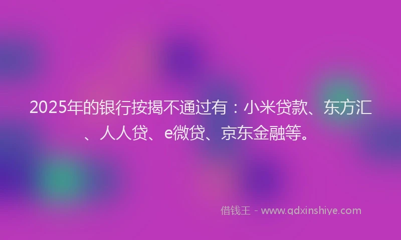 2025年的银行按揭不通过有：小米贷款、东方汇、人人贷、e微贷、京东金融等。