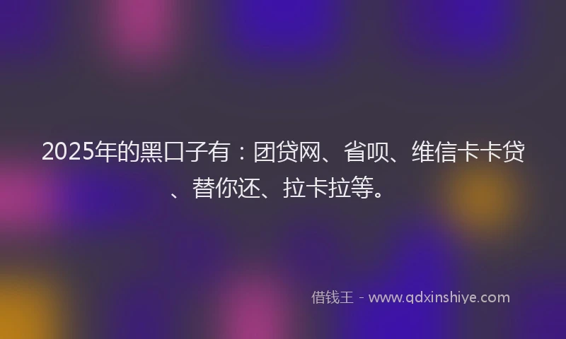 2025年的黑口子有：团贷网、省呗、维信卡卡贷、替你还、拉卡拉等。
