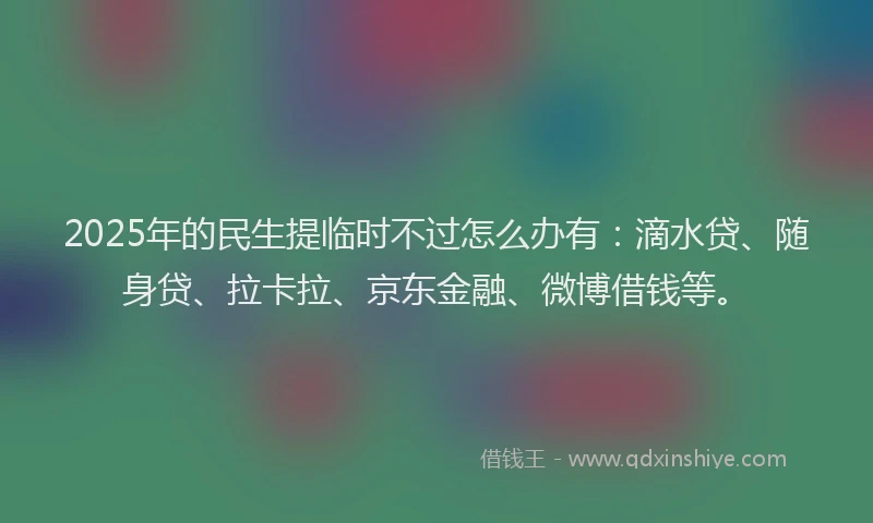 2025年的民生提临时不过怎么办有：滴水贷、随身贷、拉卡拉、京东金融、微博借钱等。