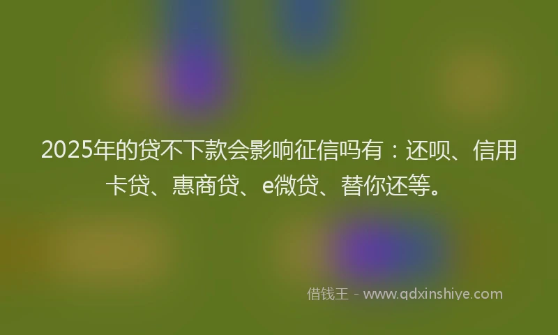 2025年的贷不下款会影响征信吗有：还呗、信用卡贷、惠商贷、e微贷、替你还等。