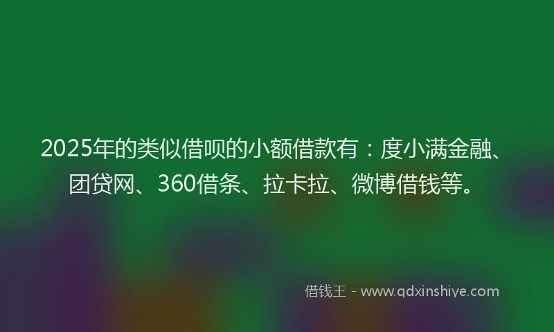 2025年的类似借呗的小额借款有：度小满金融、团贷网、360借条、拉卡拉、微博借钱等。