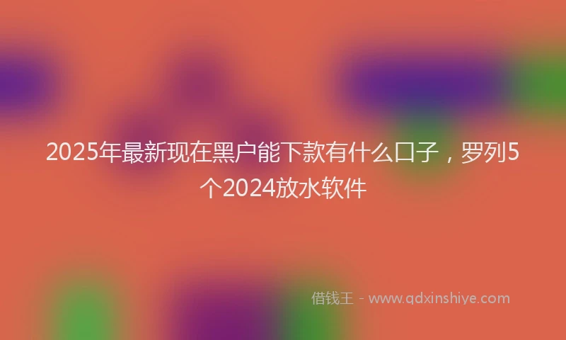 2025年最新现在黑户能下款有什么口子，罗列5个2024放水软件