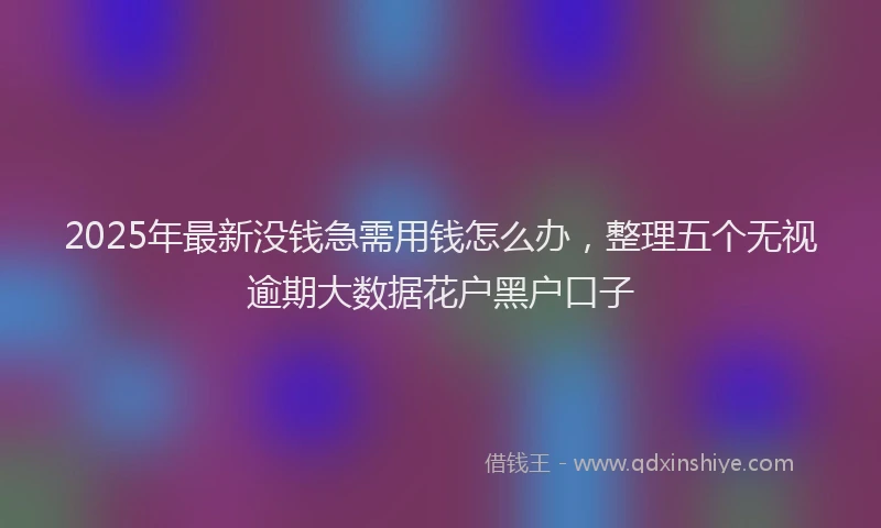 2025年最新没钱急需用钱怎么办，整理五个无视逾期大数据花户黑户口子