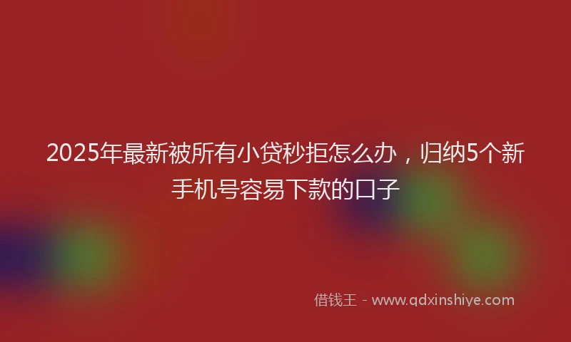 2025年最新被所有小贷秒拒怎么办，归纳5个新手机号容易下款的口子