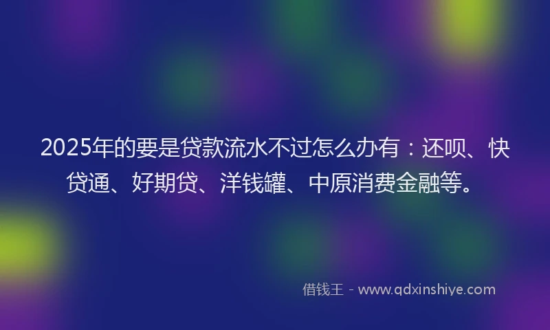 2025年的要是贷款流水不过怎么办有：还呗、快贷通、好期贷、洋钱罐、中原消费金融等。