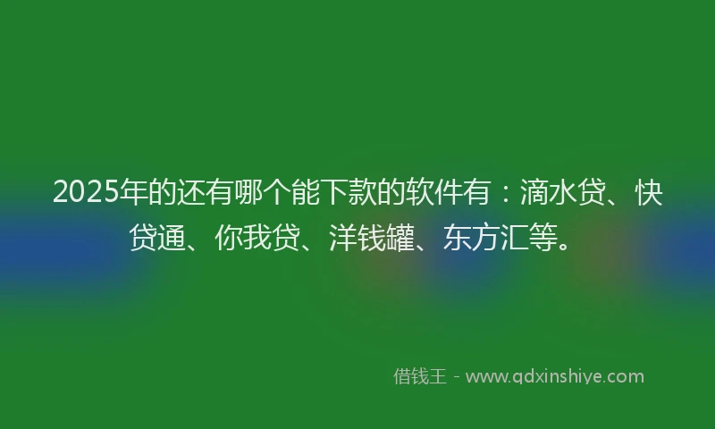 2025年的还有哪个能下款的软件有：滴水贷、快贷通、你我贷、洋钱罐、东方汇等。
