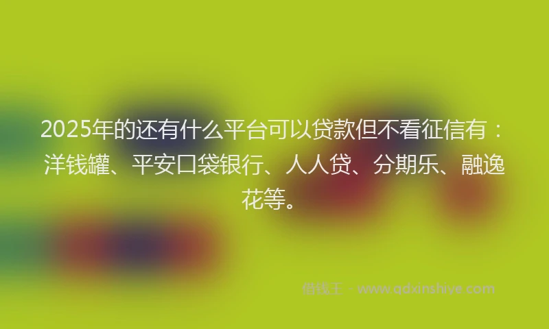 2025年的还有什么平台可以贷款但不看征信有：洋钱罐、平安口袋银行、人人贷、分期乐、融逸花等。