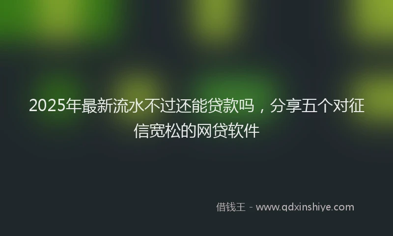 2025年最新流水不过还能贷款吗，分享五个对征信宽松的网贷软件