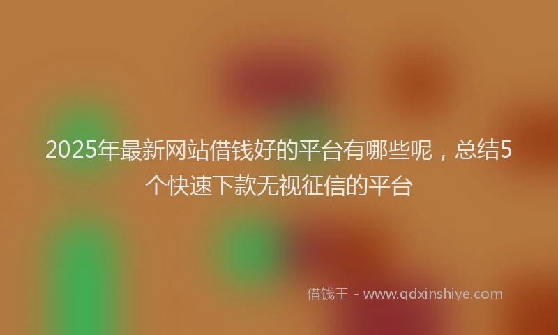 2025年最新网站借钱好的平台有哪些呢，总结5个快速下款无视征信的平台