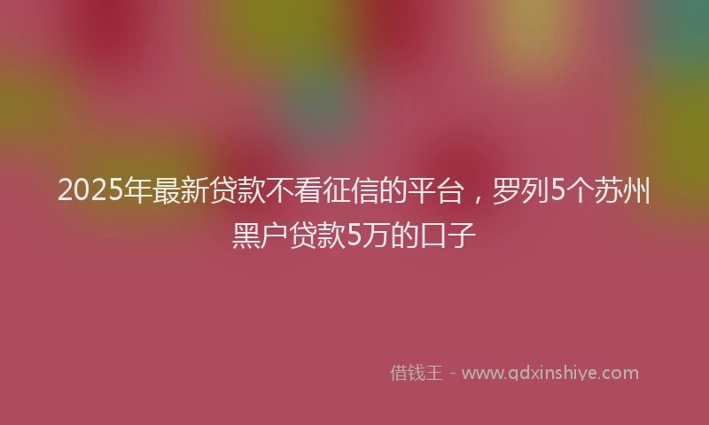 2025年最新贷款不看征信的平台，罗列5个苏州黑户贷款5万的口子
