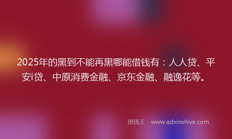 2025年的黑到不能再黑哪能借钱有：人人贷、平安i贷、中原消费金融、京东金融、融逸花等。