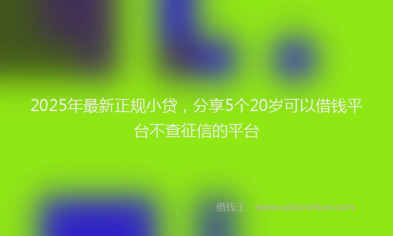 2025年最新正规小贷，分享5个20岁可以借钱平台不查征信的平台