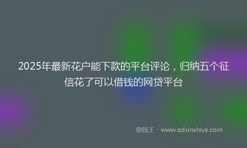 2025年最新花户能下款的平台评论，归纳五个征信花了可以借钱的网贷平台