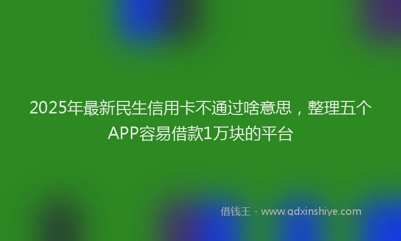 2025年最新民生信用卡不通过啥意思，整理五个APP容易借款1万块的平台