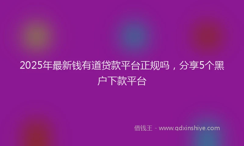 2025年最新钱有道贷款平台正规吗，分享5个黑户下款平台